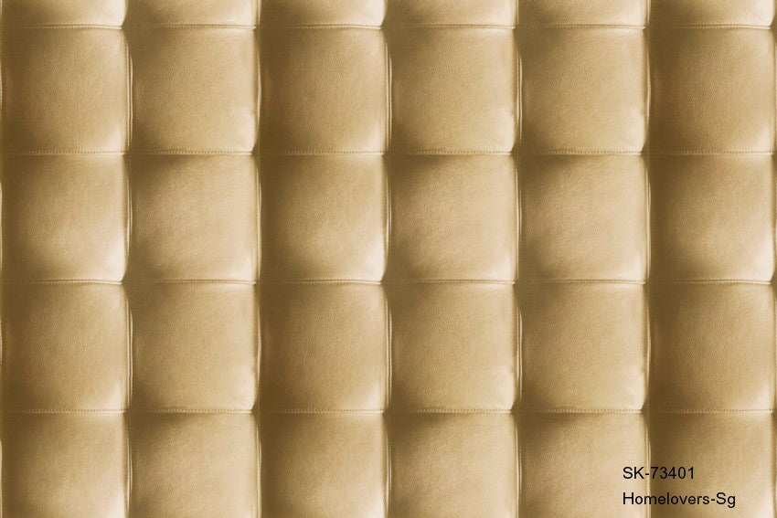 leather effect 3d cushion design wallpaper sk-73401 in 5 colour ways (belgium) sk-73401 toffee brown & golden sand colour