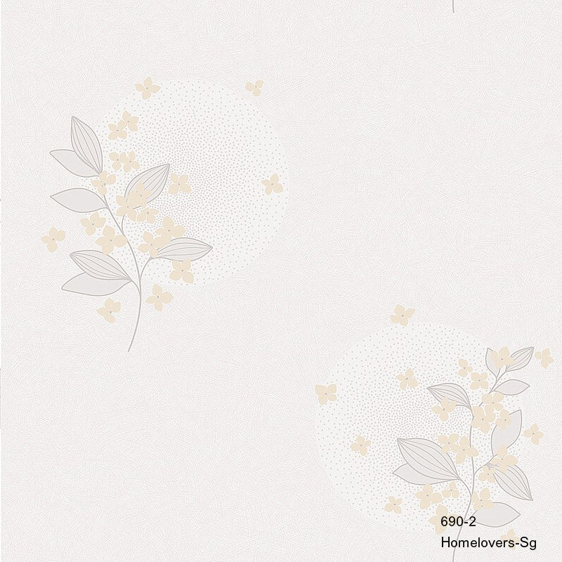 flower design wallpaper 690-2 (2 colourways) (korea) 690-2 ivory