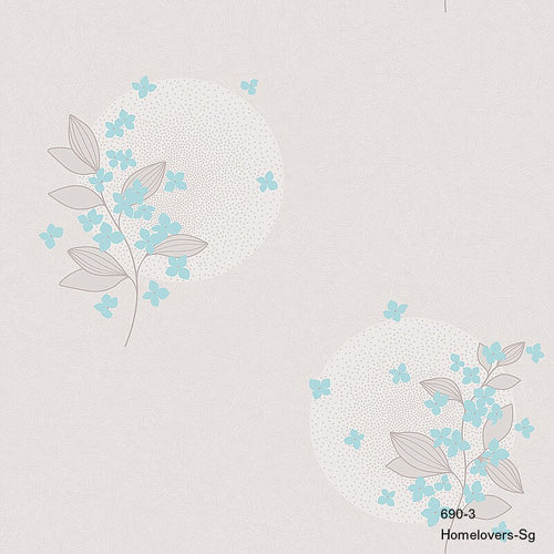 flower design wallpaper 690-2 (2 colourways) (korea) 690-3 turquoise blue