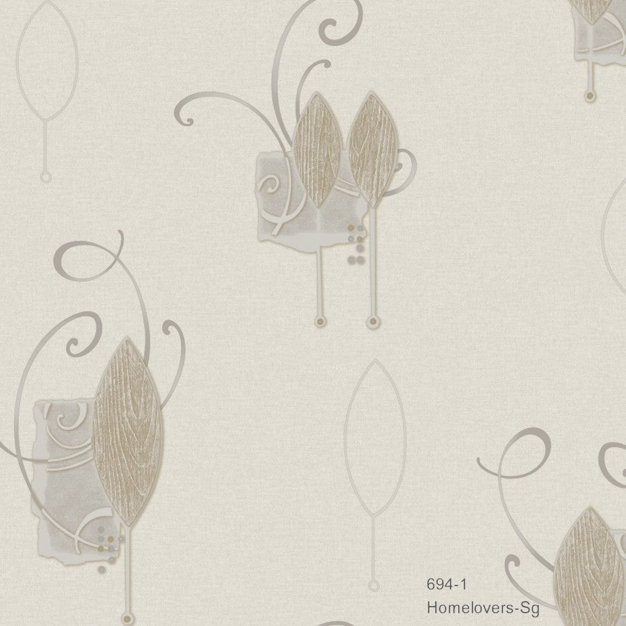flower design wallpaper 694-1 (3 colourways) (korea) 694-1 ivory