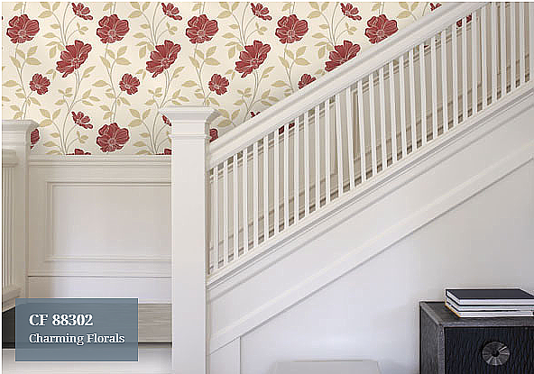florals wallpaper cf-88302 (4 colourways) (belgium) red cf-88302