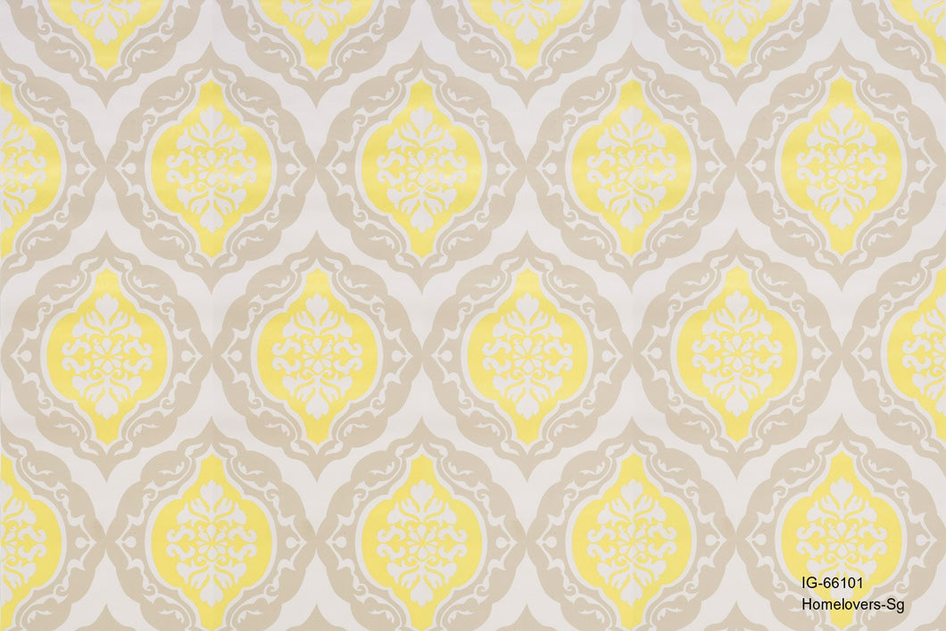 damask wallpaper ig-66101 (6 colourways) (belgium) ig-66101 lemon yellow