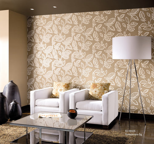 leaf design wallpaper ig-66502 (6 colourways) (belgium)