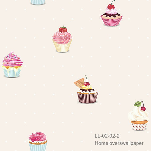 cupcakes wallpaper ll 02 (4 colourways) (belgium) ll02-02-2 light beige