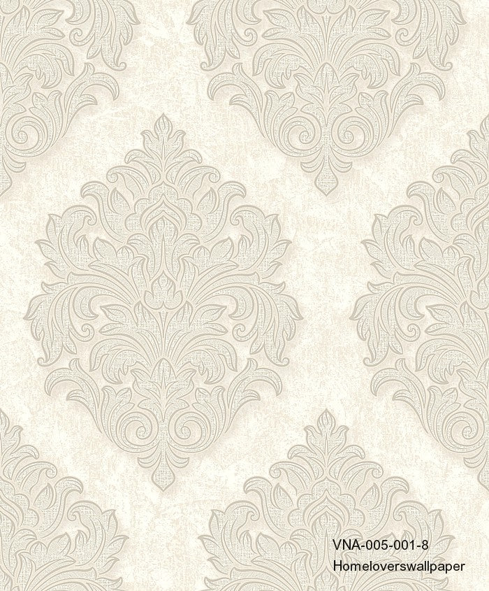 damask wallpaper vna-005-001-8 (4 colourways) (belgium) oyster white vna-005-001-8