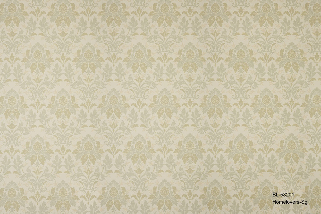 flower wallpaper bl-58201 (4 colourways) (belgium) bl-58201 light moss green
