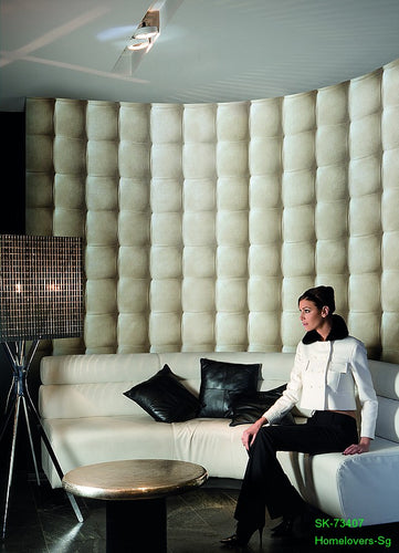 leather effect 3d cushion design wallpaper sk-73401 in 5 colour ways (belgium)
